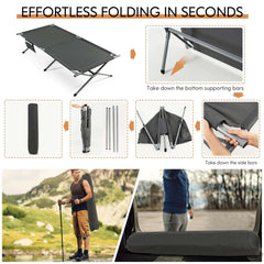 Tangkula Folding Camping Cot, Foldable Sleeping Cot with Side Storage Pocket with Carry Bag