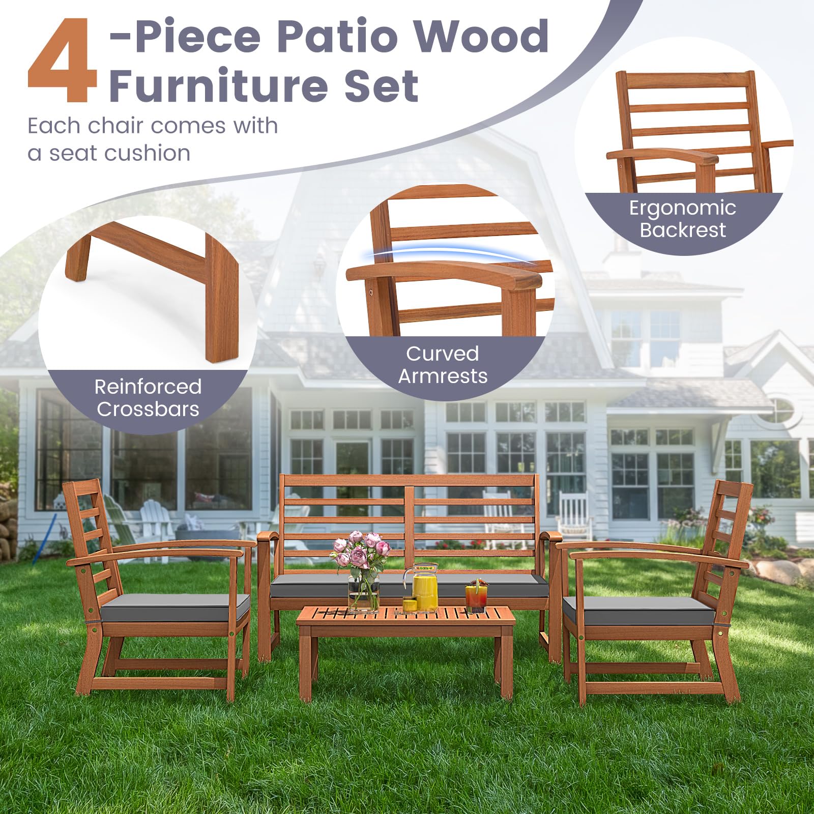 Tangkula 4 Pieces Outdoor Furniture Set