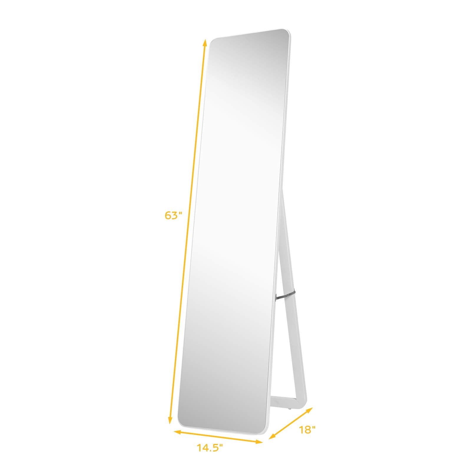 Tangkula Full Length Floor Mirror with Stand, Free Standing or Wall Mounted Mirror, Full Body Mirror with Solid Wood Frame