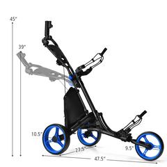 Tangkula Golf Push Pull Cart, Lightweight Aluminum Collapsible 3 Wheels Golf Push Cart, Golf Trolley w/Storage Bag