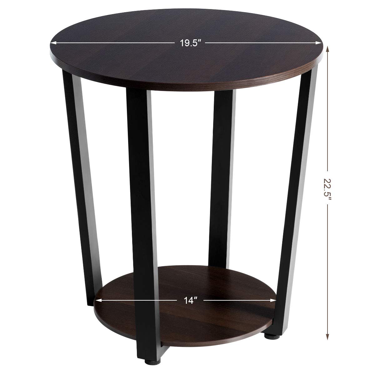 Tangkula Round End Table, 2-Tier Metal Sofa Table with Storage Shelf