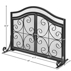 Tangkula Fireplace Screen, with Hinged Two-Doors Large Flat Guard Screens (44 x 15 x 33. 5 inch)