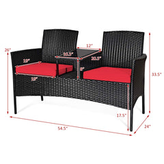 Wicker Patio Conversation Furniture Set, Outdoor Furniture Set with Removable Cushions & Table