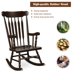 Tangkula Patio Rocking Chair Solid Wood, Outdoor Porch Rocker Chair, Ideal for Garden, Backyard & Balcony