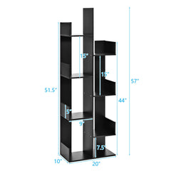 Tangkula 8 Shelf Bookshelf, Wood Bookcase with 8 Book Shelves