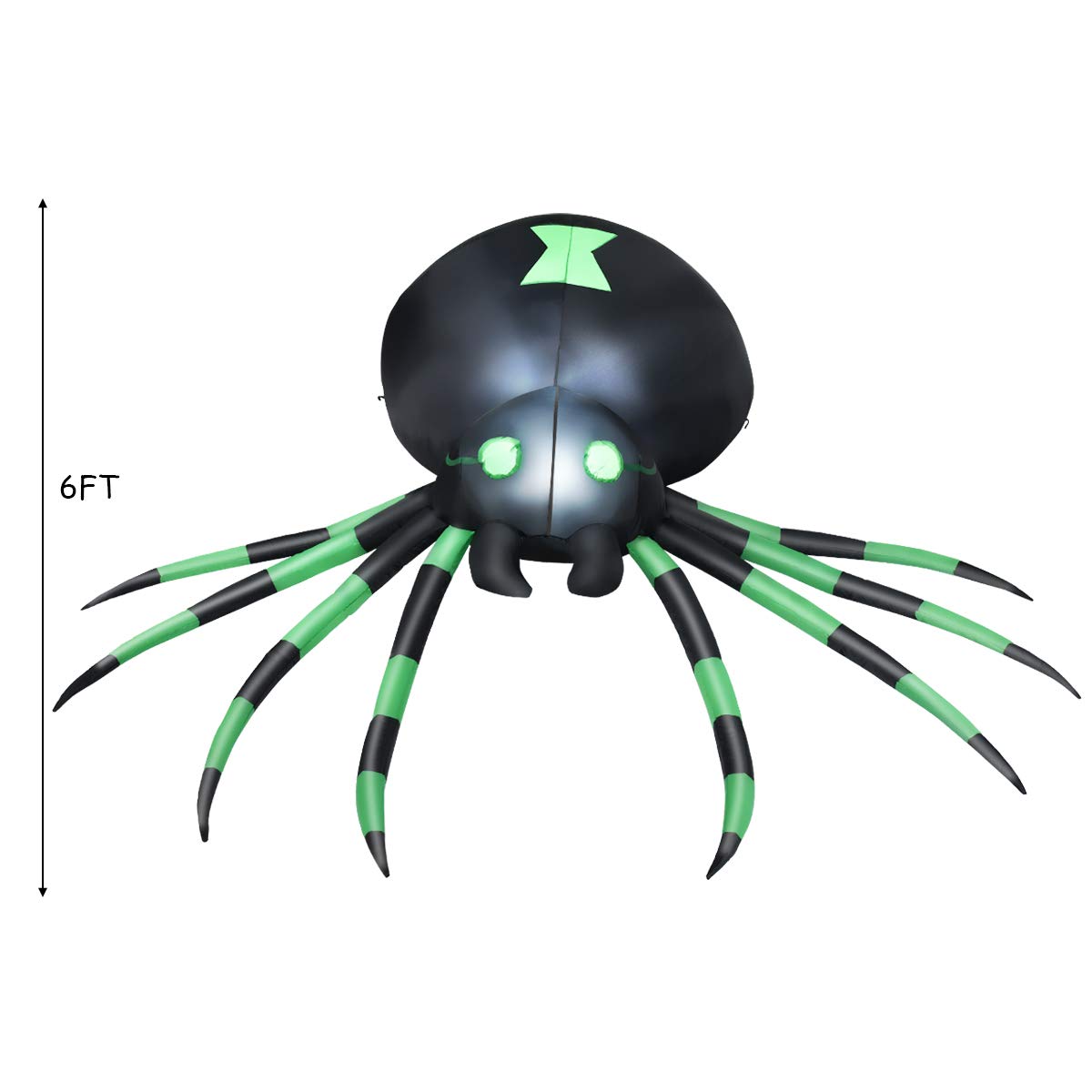 Tangkula 6 Ft Halloween Inflatable Spider, Spider with LED Lights Outdoor Indoor Halloween Decorations