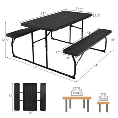 Tangkula Folding Picnic Table with 2 Benches