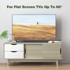 Tangkula Modern TV Stand for Flat TVs Up to 60 Inches, Wood TV Console Table w/ 2 Drawers & 2 Sliding Doors