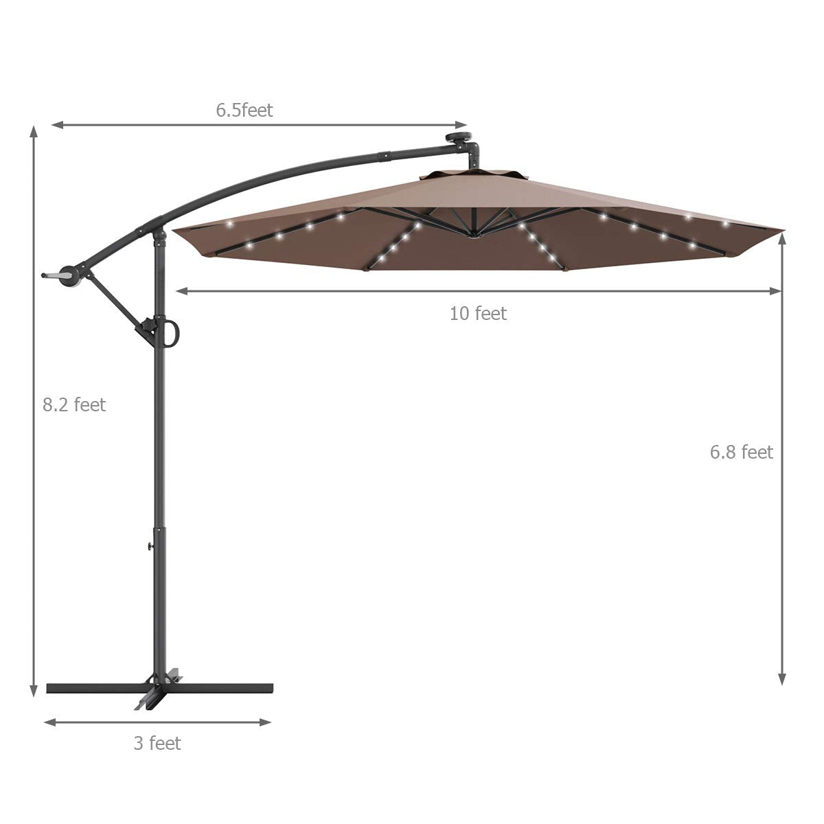 Tangkula 10 FT Patio Offset Umbrella with 360 Degree Rotation