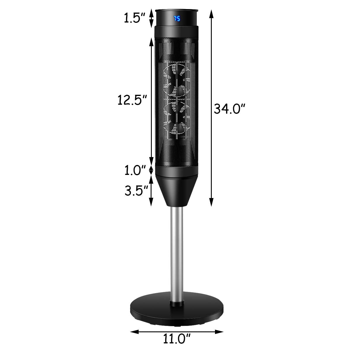 Tangkula 1000W/1500W PTC Ceramic Tower Heater, 34-Inch Oscillating Heater with Remote, Thermostat & 8H Timer