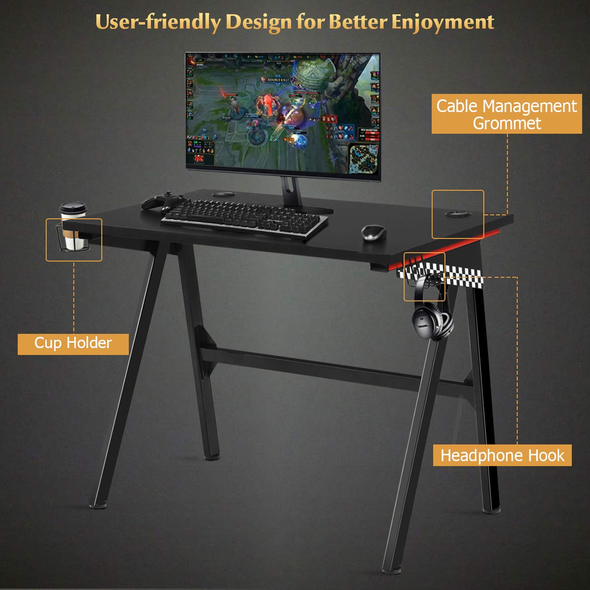 Tangkula Computer Desk Gaming Desk, E Sports Gamer Table