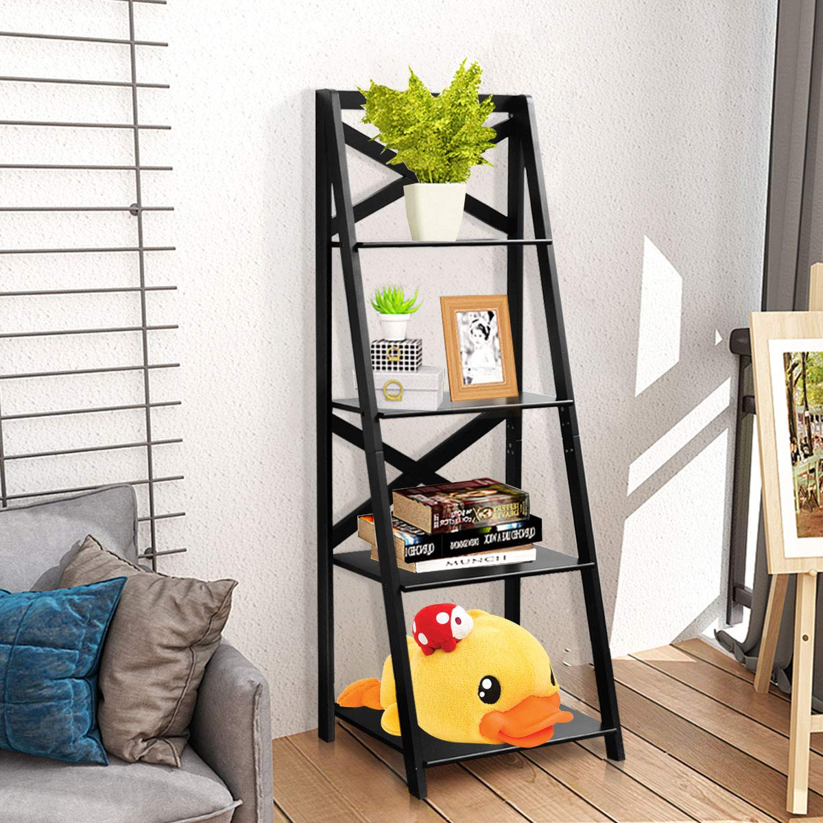 Tangkula 4-Tier Ladder Shelf Bookcase