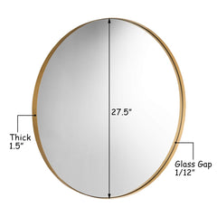 Round Wall Hanging Mirror, 27.5 Inch Bathroom Round Mirror