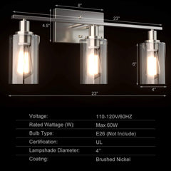 Tangkula 3, 4 Light Wall Lamp, Modern Glass Wall Sconces