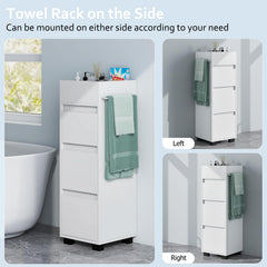 Tangkula Square Bathroom Floor Cabinet, Freestanding Storage Cabinet with 3 Drawerss, 12 x 12 x 35.5 Inch (White, 35.5" H)