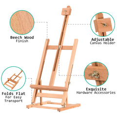 TANGKULA Tabletop H-Frame Wood Easel, Holding Canvas up to 22"