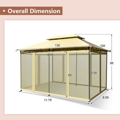 Tangkula 10 x 13 FT Patio Gazebo, 2-Tier Outdoor Gazebo