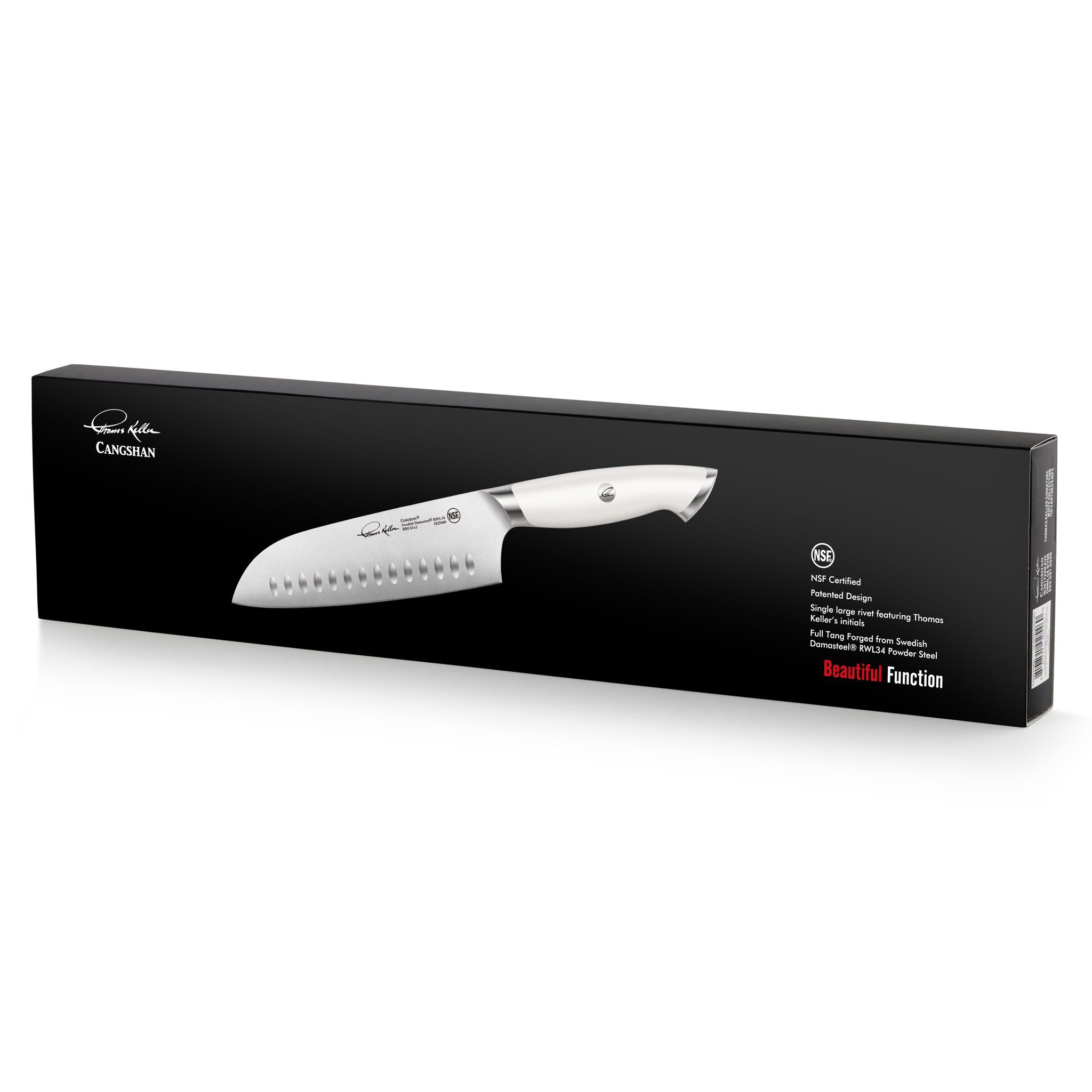 TKSC 7-Inch Santoku Knife, Forged Swedish Powder Steel, Thomas Keller Signature Collection, White, 1025460