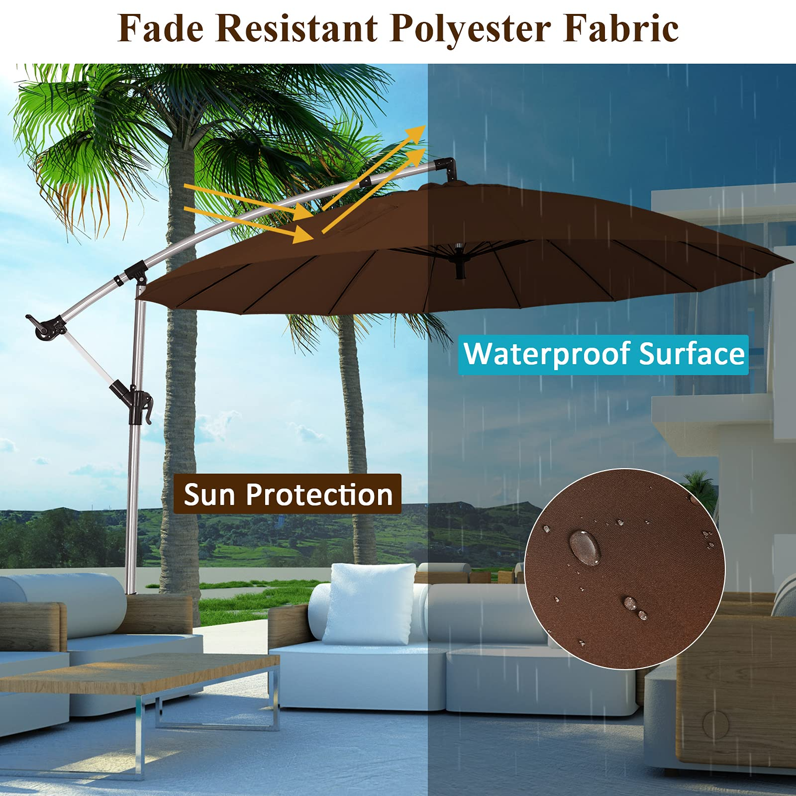 Tangkula 10 FT Patio Offset Umbrella, Outdoor Cantilever Umbrella