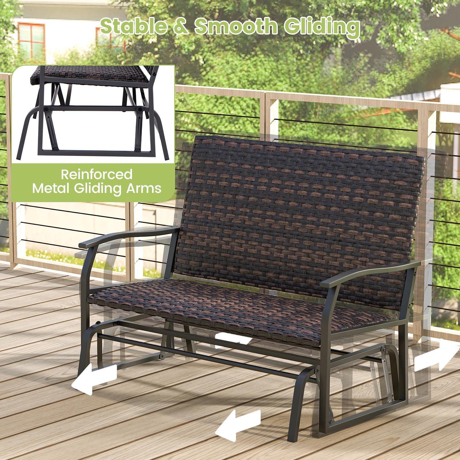 Tangkula Outdoor Swing Glider Bench