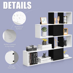 Tangkula 5-Shelf Bookshelf, Modern Ladder Corner Bookshelf, 12 Cubes Stepped Storage Bookcase