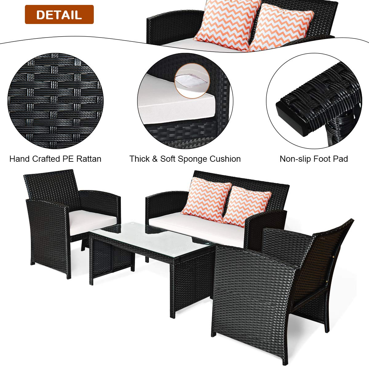 Tangkula Patio Wicker Conversation Furniture Set