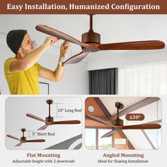 Tangkula 52" Ceiling Fan, Outdoor Indoor Ceiling Fan with Remote Control