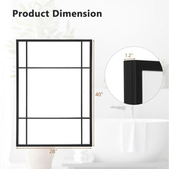 Tangkula 28" x 40" Rectangle Window Mirror, 3-Layered Modern Mirror with Metal Frame