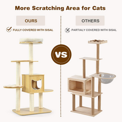 Tangkula Modern Wood Cat Tree, 53 Inches Cat Tower with Platform