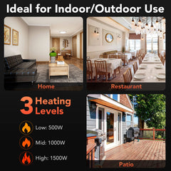 1500W Wall-Mounted Patio Heater, Outdoor Infrared Heater w/ Remote Control