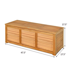 Tangkula 47 Gallon Acacia Wood Deck Box, Garden Backyard Storage Bench(Natural)