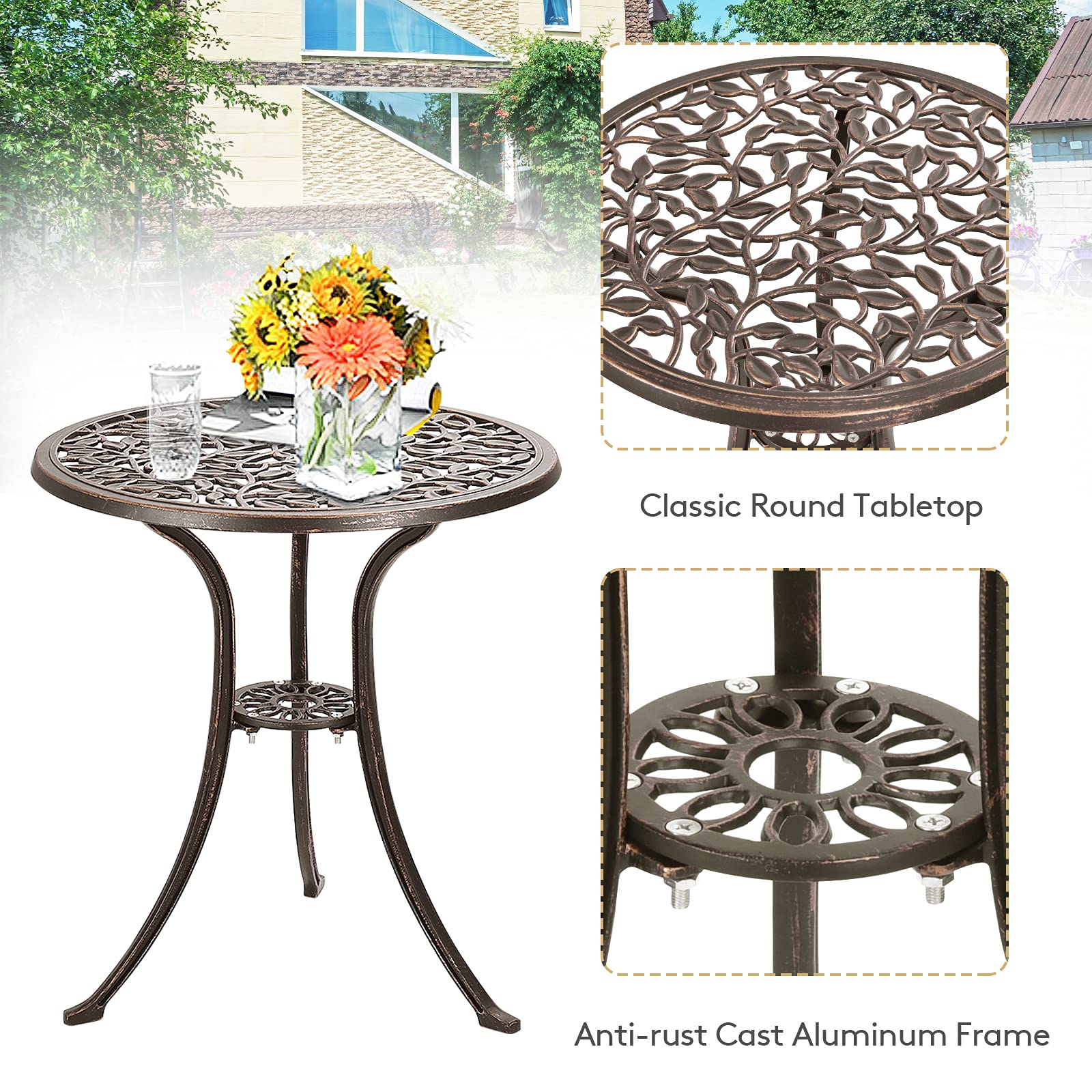 3 Pieces Outdoor Bistro Set, Patio Furniture Set