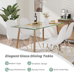 Tangkula Glass Dining Table, Modern Rectangular Table