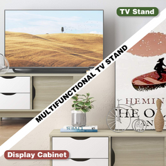 Tangkula Modern TV Stand for Flat TVs Up to 60 Inches, Wood TV Console Table w/ 2 Drawers & 2 Sliding Doors