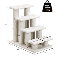 Tangkula Pet Stairs for Cats and Dogs, 4-Step Carpeted Ladder Ramp Cat Climber Cat Scratching Post