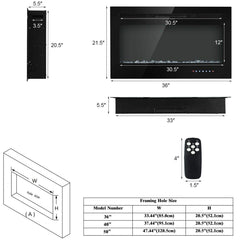 Tangkula Electric Fireplace, in-Wall Recessed and Wall Mounted Fireplace Heater