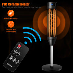 Tangkula 1000W/1500W PTC Ceramic Tower Heater, 34-Inch Oscillating Heater with Remote, Thermostat & 8H Timer