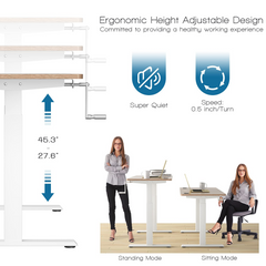 Tangkula Manual Height Adjustable Standing Desk, Sit to Stand Desk w/Foldable Crank Handle