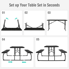 Tangkula Folding Picnic Table with 2 Benches