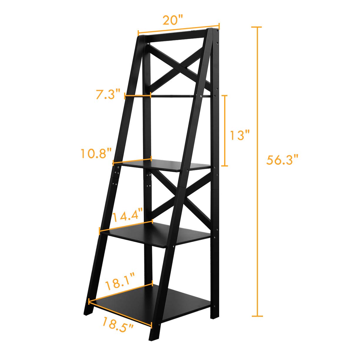 Tangkula 4-Tier Ladder Shelf Bookcase