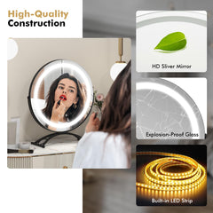 Tangkula 16" Vanity Mirror with Lights, 3 Color Dimmable LED Lighted Makeup Mirror with Touch Screen