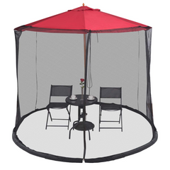 TANGKULA 9/10FT Patio Umbrella Screen, with Zipper Door and Polyester Mesh Netting