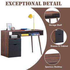 Tangkula Computer Desk with Drawers, Multipurpose Home Office Desk Writing Desk