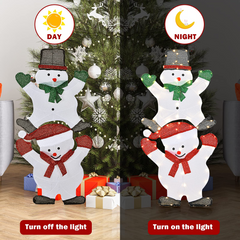 Tangkula 54 inches Christmas Double Snowman Yard Sign with LED Lights