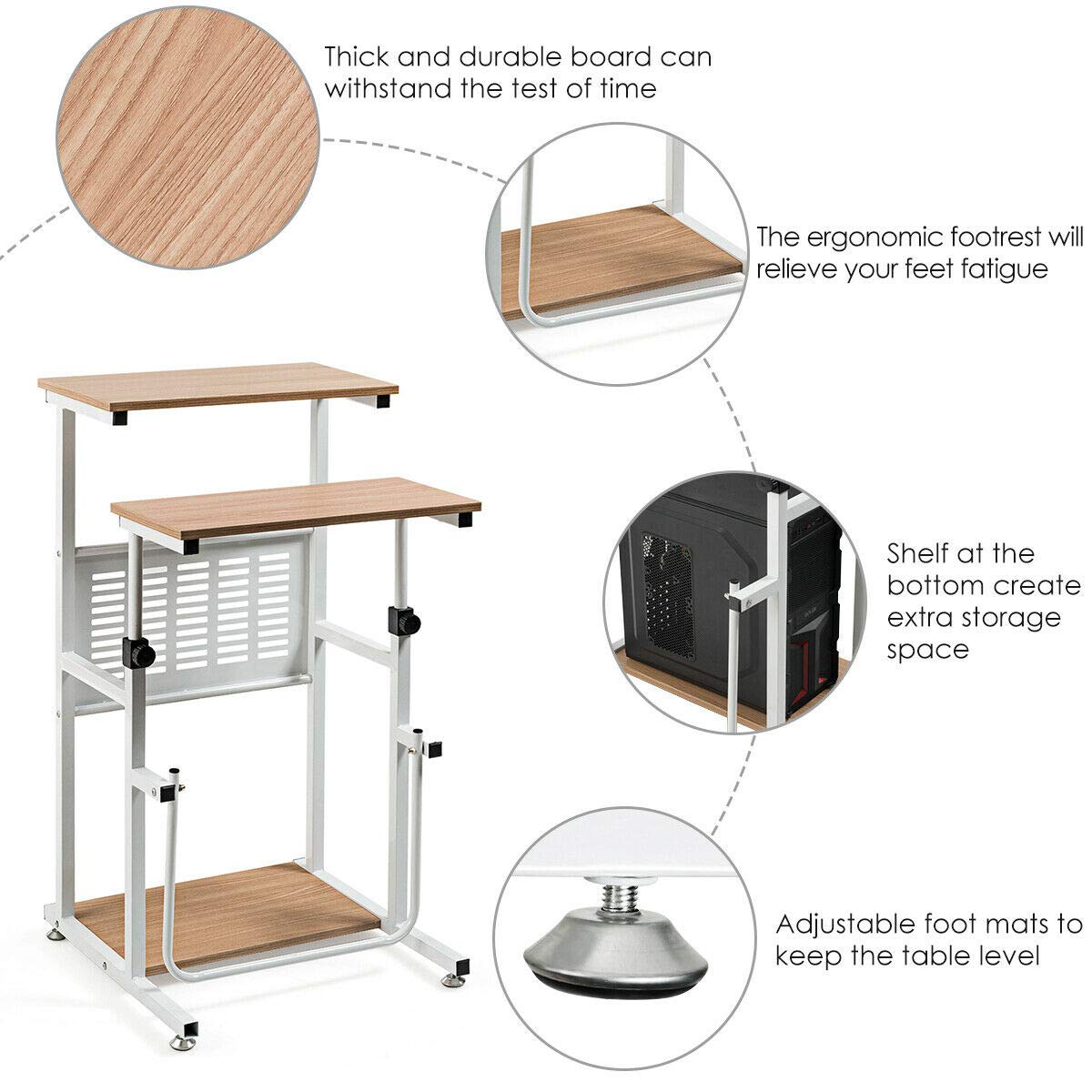 Tangkula Small Standing Desk, Height Adjustable Teacher Podium Stand