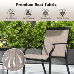 Tangkula Patio Dining Chairs Set of 2, Large Outdoor Chairs with Breathable Seat & Metal Frame