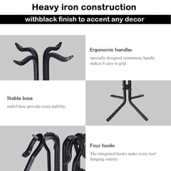 Tangkula 5 Pieces Fireplace Tools Wrought Iron Toolset 4 Tools & Decor Holder Indoor Outdoor Tong