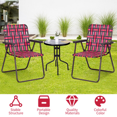 Tangkula Set of 6 Patio Folding Chairs, Outdoor Folding Lawn Chair Set with Armrest, Heavy Duty Steel Frame