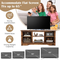 Tangkula TV Stand for up to 65" Flat Screen TVs, 58" Media Entertainment Center w/Adjustable Shelves