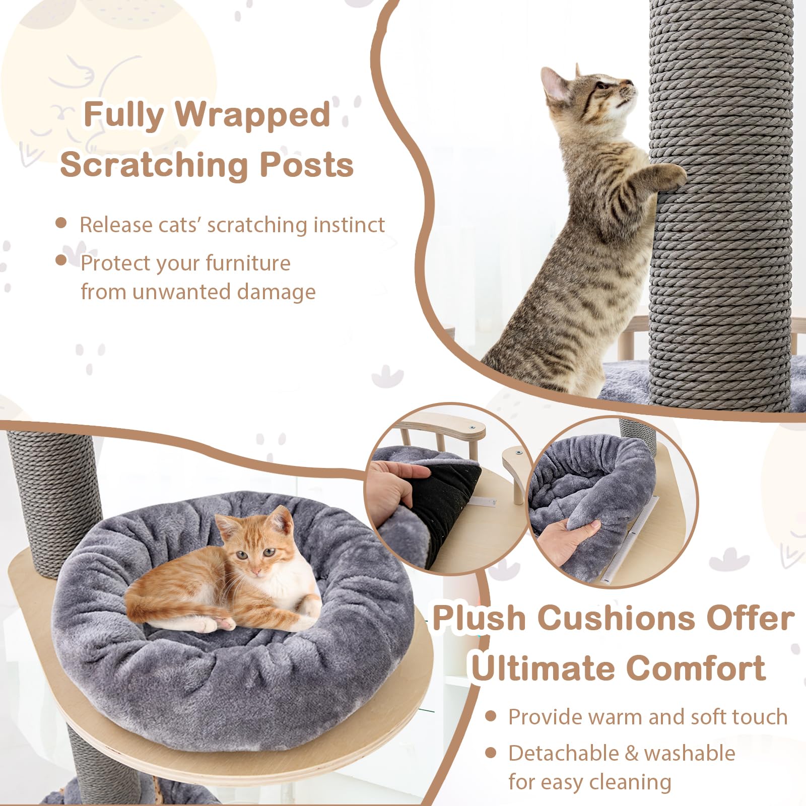 Tangkula Floor to Ceiling Cat Tree, Tall Cat Tower with Adjustable Height (93-107 Inch) for Large Cats